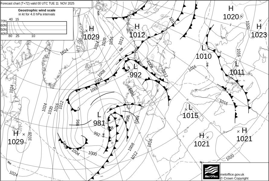 Surface pressure - Forecast chart