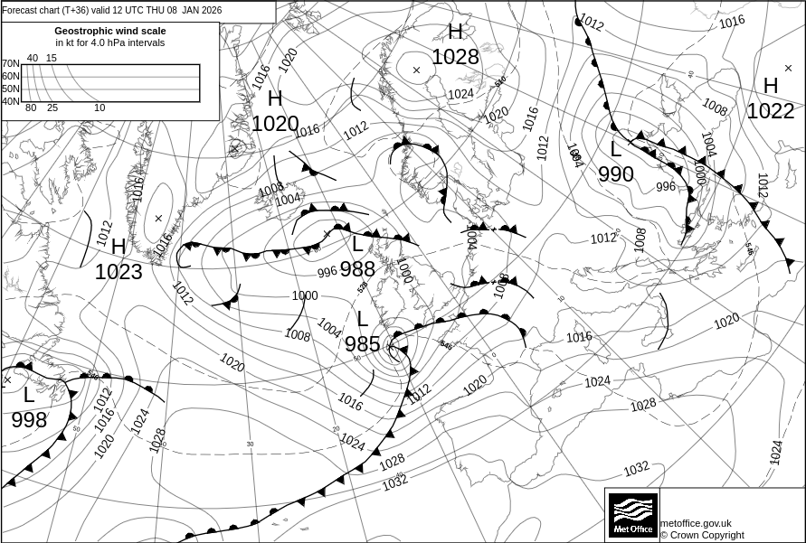 Surface pressure - Forecast chart