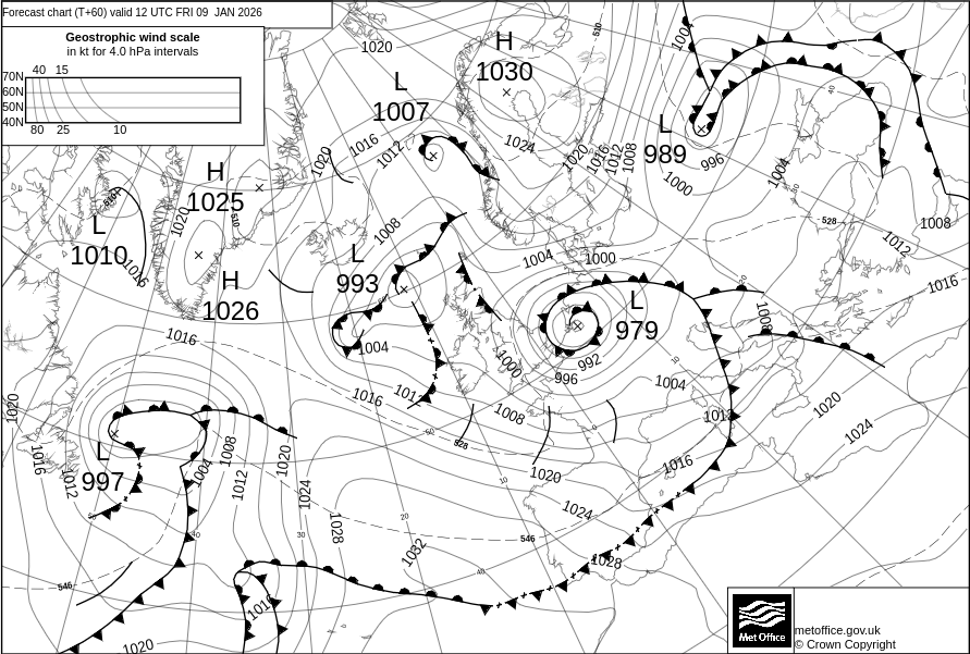 Surface pressure - Forecast chart