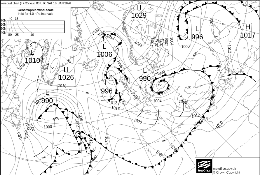 Surface pressure - Forecast chart