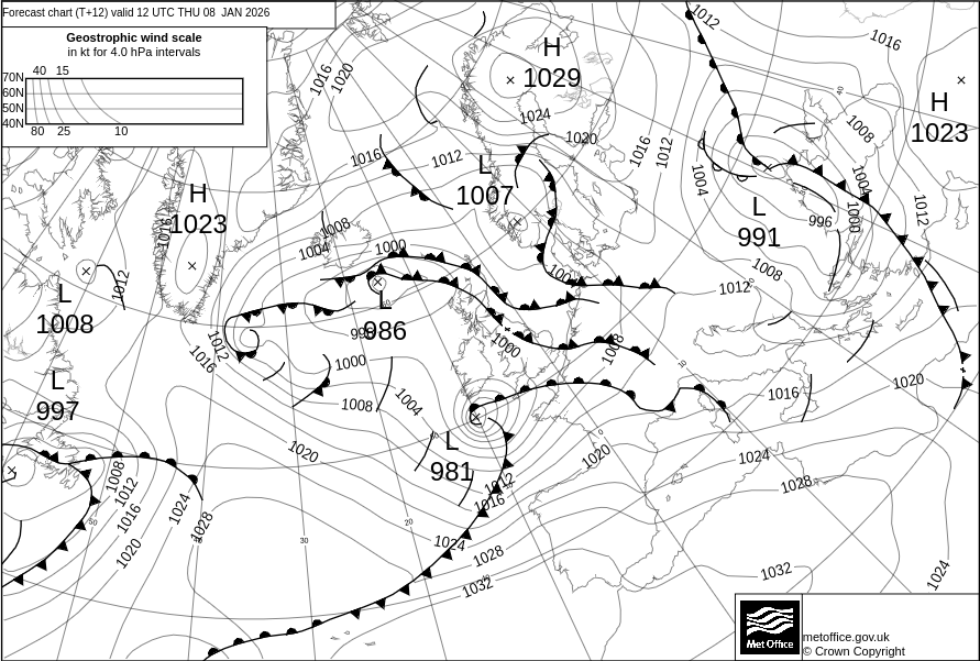 Surface pressure - Forecast chart