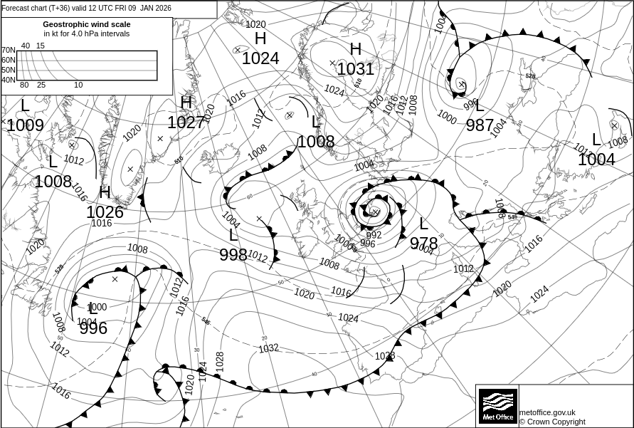Surface pressure - Forecast chart