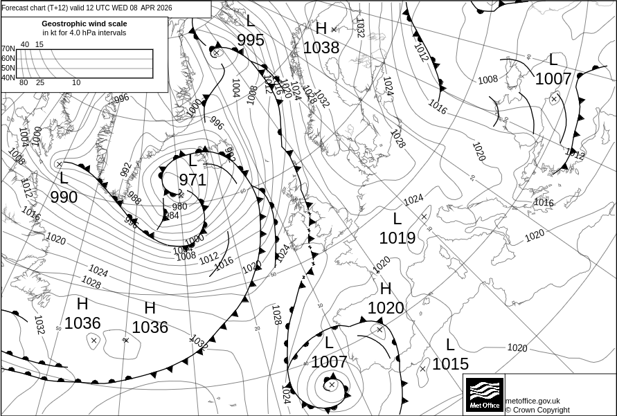 Surface pressure - Forecast chart