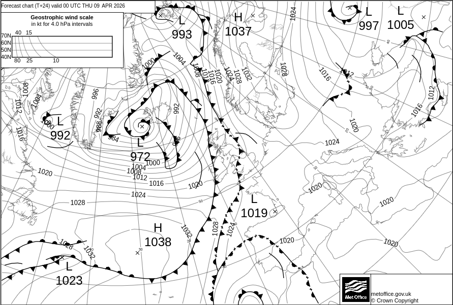 Surface pressure - Forecast chart