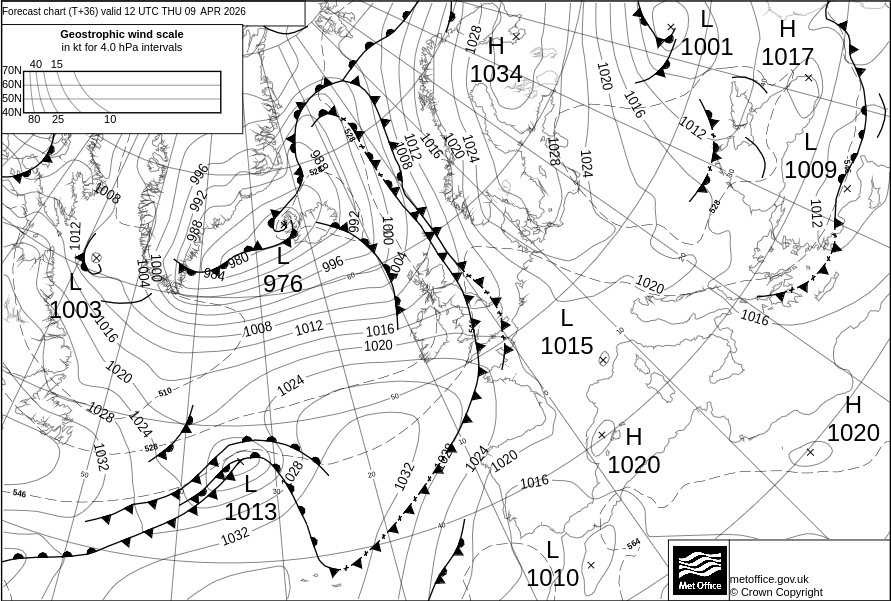 Surface pressure - Forecast chart