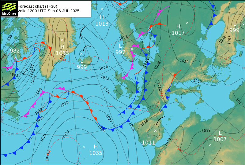 Surface pressure - Forecast chart