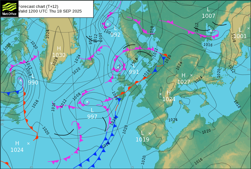 Surface pressure - Forecast chart