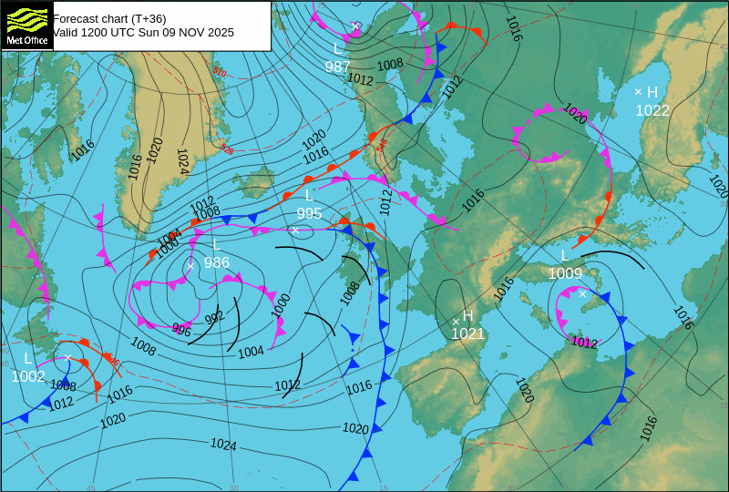 Surface pressure - Forecast chart