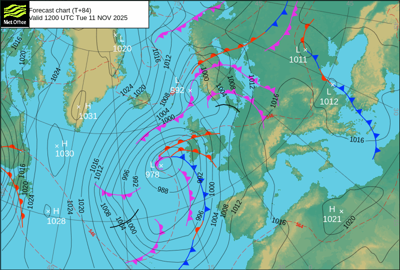 Surface pressure - Forecast chart