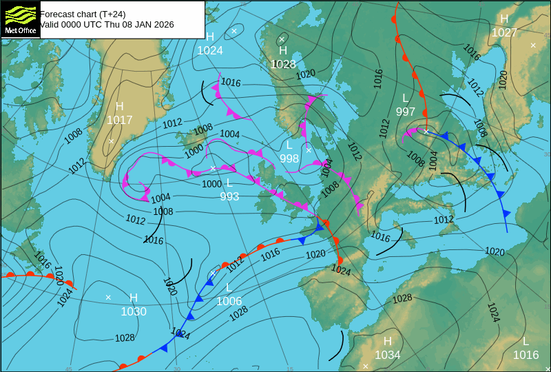 Surface pressure - Forecast chart