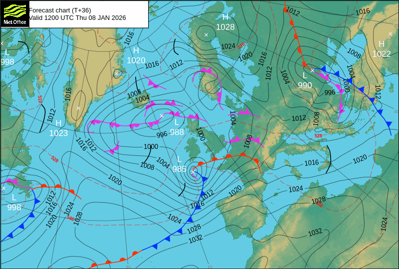 Surface pressure - Forecast chart