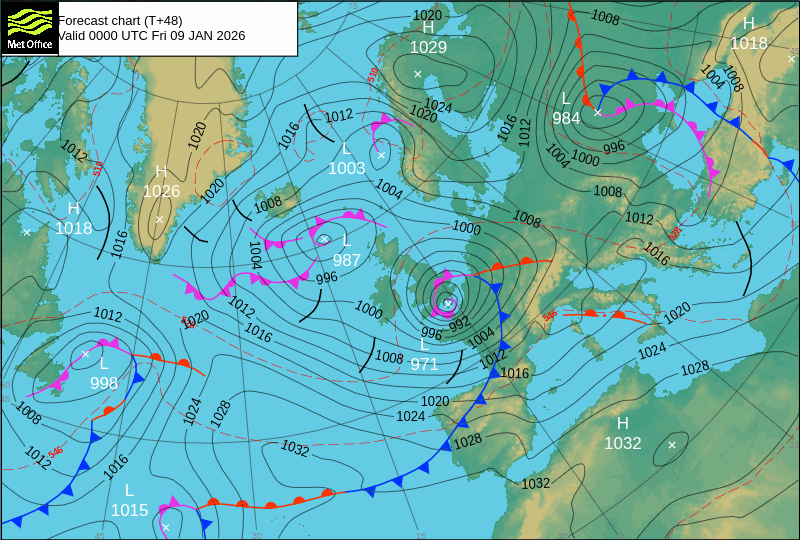 Surface pressure - Forecast chart