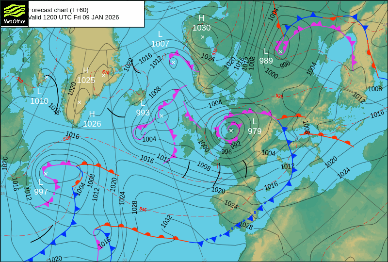 Surface pressure - Forecast chart