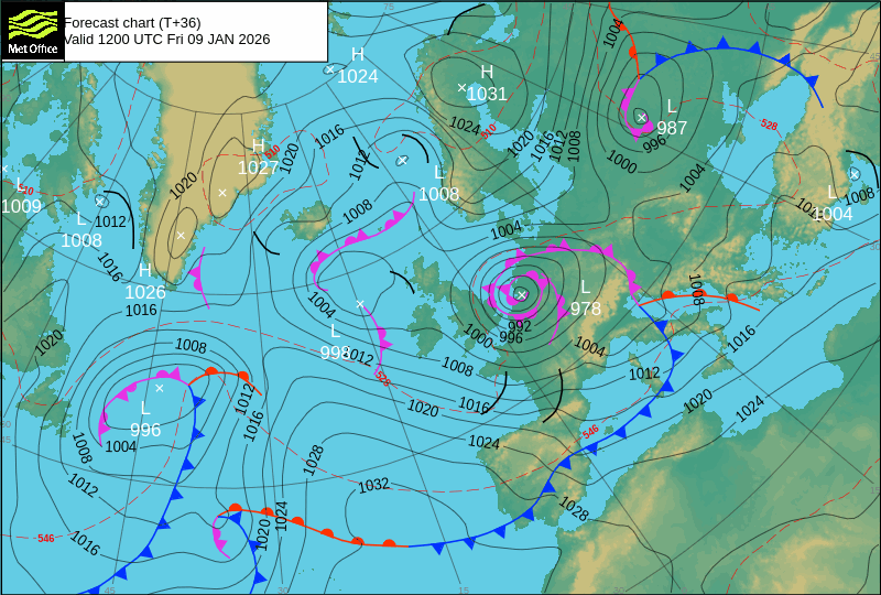 Surface pressure - Forecast chart