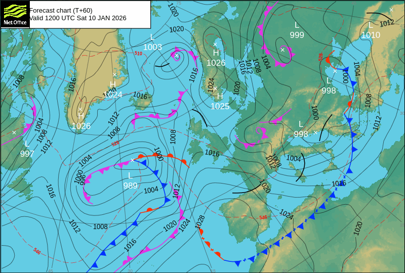 Surface pressure - Forecast chart