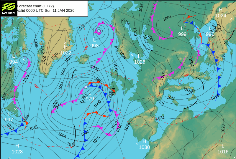 Surface pressure - Forecast chart