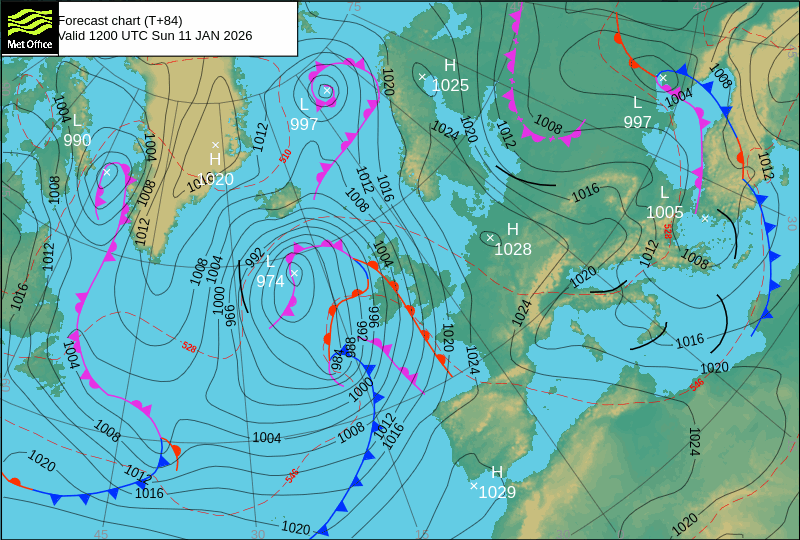 Surface pressure - Forecast chart