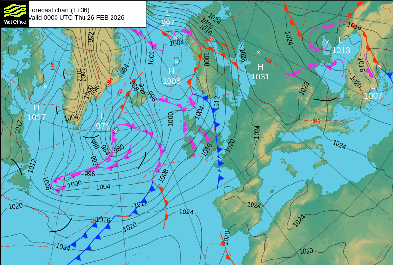 Surface pressure - Forecast chart