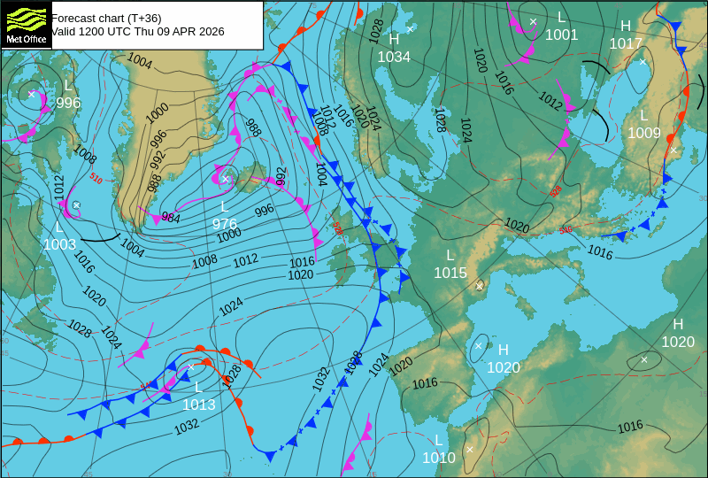 Surface pressure - Forecast chart